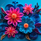 3D Quilled Blue And Pink Flowers-Ready To Press Sublimation Transfer Print Sublimation