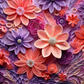 3D Quilled Coral/Purple Flowers- Vinyl Wrap Vinyl