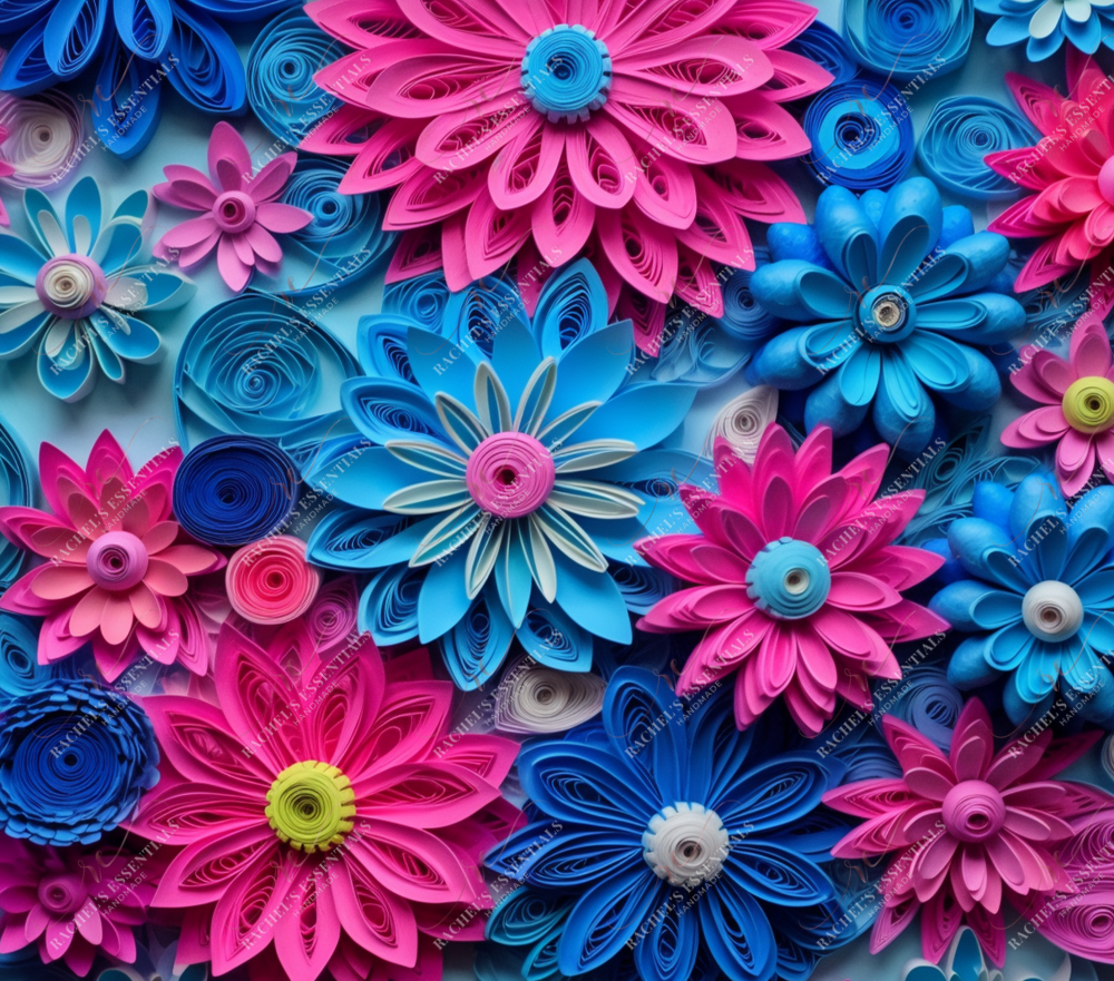 3D Quilled Flowers-Ready To Press Sublimation Transfer Print Sublimation