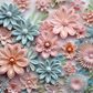 3D Quilled Pale Pink/Pale Blue Flowers-Ready To Press Sublimation Transfer Print Sublimation