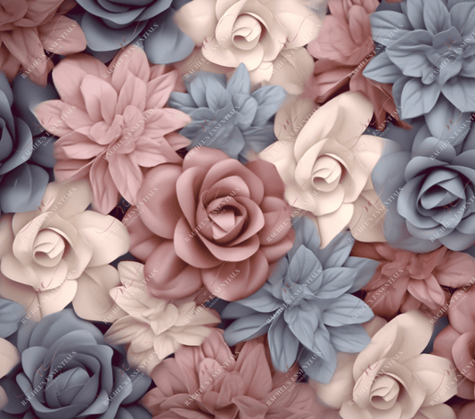 3D Quilled Pale Vintage Flowers-Ready To Press Sublimation Transfer Print Sublimation