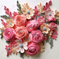 3D Quilled Pink/Coral Flowers-Ready To Press Sublimation Transfer Print Sublimation