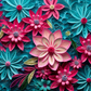 3D Quilled Teal And Pink Flowers-Ready To Press Sublimation Transfer Print Sublimation