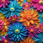 3D Quilled Teal/Orange/Pink Flowers-Ready To Press Sublimation Transfer Print Sublimation