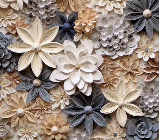 3D Quilled Vintage Flowers-Ready To Press Sublimation Transfer Print Sublimation