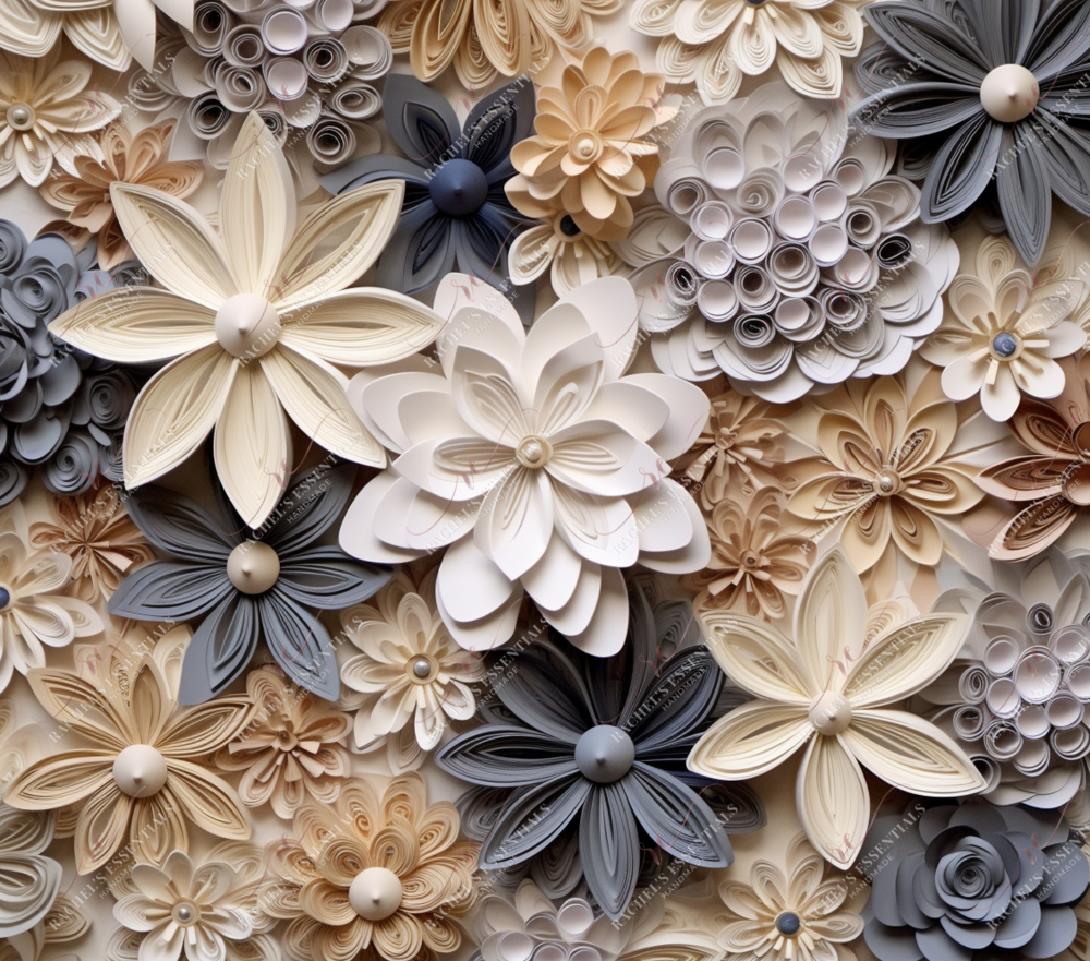 3D Quilled Vintage Flowers- Vinyl Wrap Vinyl