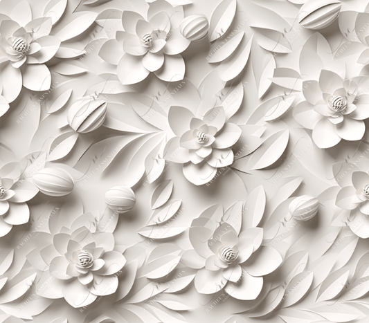 3D White Floral - Vinyl Wrap Seamless Vinyl