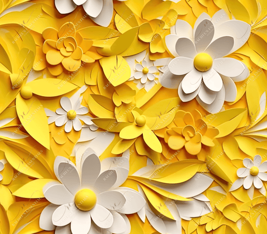 3D Yellow Floral - Ready To Press Sublimation Transfer Print Sublimation