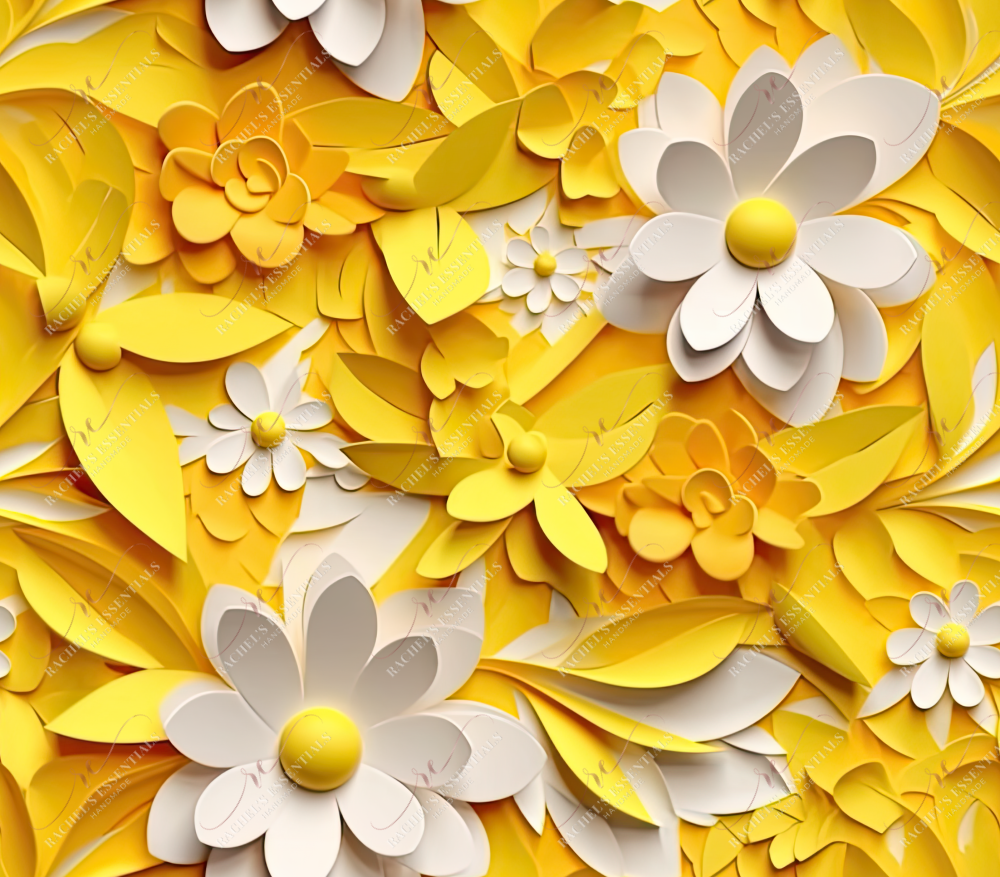 3D Yellow Floral - Vinyl Wrap Seamless Vinyl