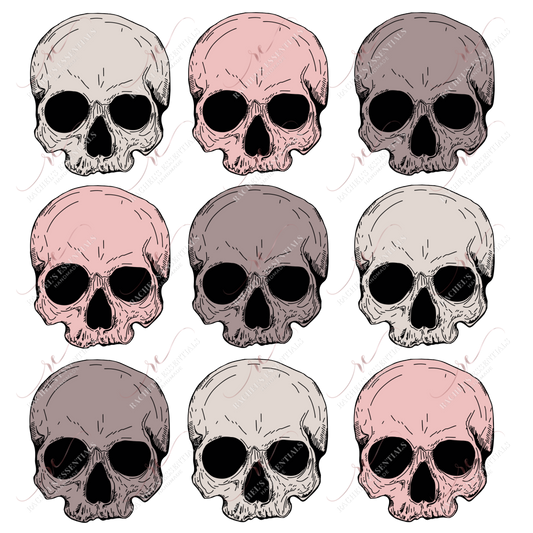 3X3 Skulls Pastel - Clear Cast Decal