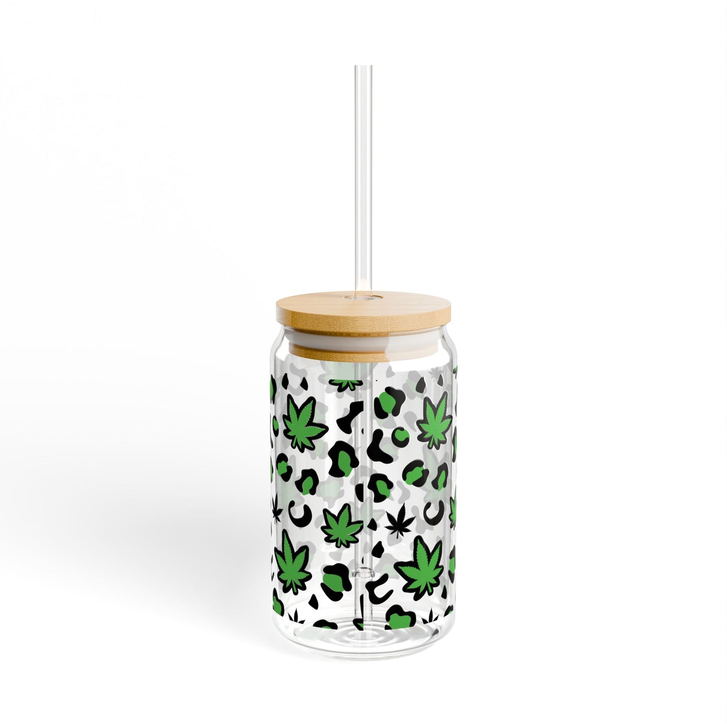 Cannabis Print Sipper Glass, 16oz - Friendly Drinkware, Perfect for Parties, Gifts, Outdoor Adventures, and Celebrations