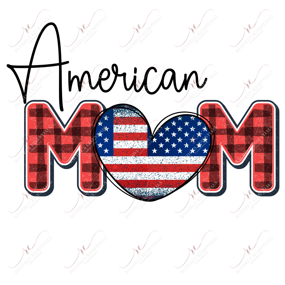 American Mom Red White Blue - Ready To Press Sublimation Transfer Print Sublimation