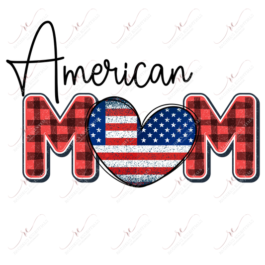 American Mom Red White Blue - Ready To Press Sublimation Transfer Print Sublimation