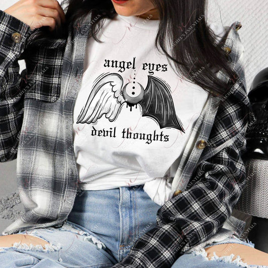 Angel Eyes Devil Thoughts - Ready To Press Sublimation Transfer Print 12/23 Sublimation