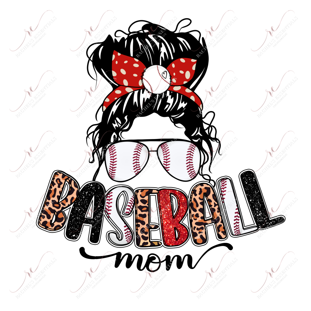 Baseball Mom Messy Bun - Ready To Press Sublimation Transfer Print Sublimation