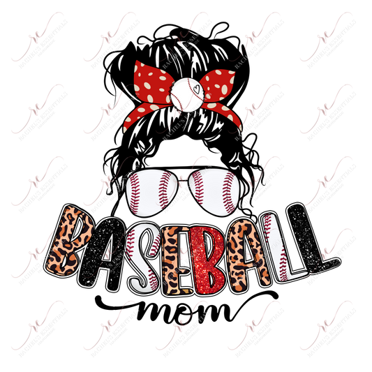 Baseball Mom Messy Bun - Ready To Press Sublimation Transfer Print Sublimation