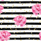 Black Stripes Gold Dots Pink Flowers - Vinyl Wrap