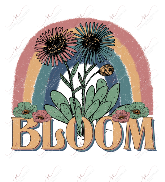 Bloom Rainbow And Flowers - Ready To Press Sublimation Transfer Print Sublimation