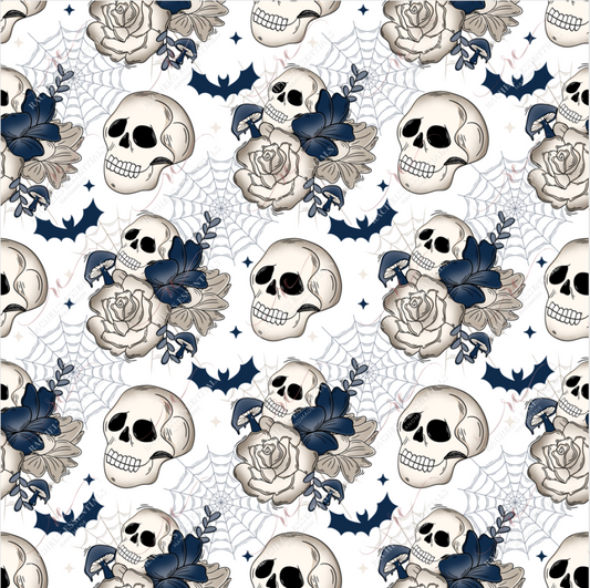 Blue Floral Skulls - Vinyl Wrap Vinyl