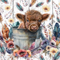 Boho Baby Hyland Cow In A Tub- Ready To Press Sublimation Transfer Print Sublimation