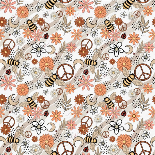 Boho Bee - Ready To Press Sublimation Transfer Print Seamless 2/24 Sublimation