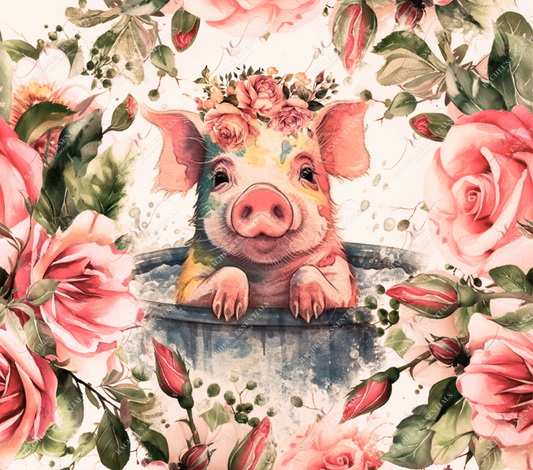 Boho Piggy In A Tub- Ready To Press Sublimation Transfer Print Sublimation