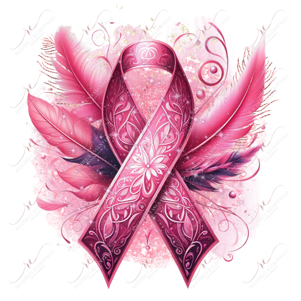 Breast Cancer Ribbon - Ready To Press Sublimation Transfer Print Sublimation