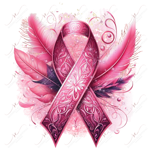 Breast Cancer Ribbon - Ready To Press Sublimation Transfer Print Sublimation