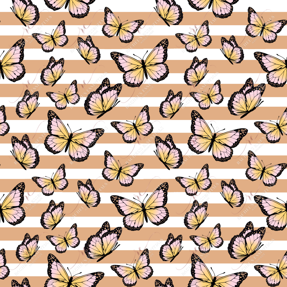 Butterflies And Stripes - Ready To Press Sublimation Transfer Print Sublimation