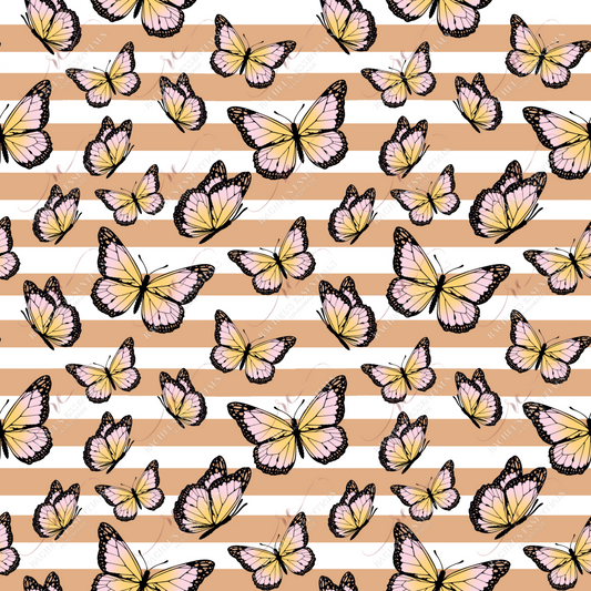 Butterflies And Stripes - Ready To Press Sublimation Transfer Print Sublimation