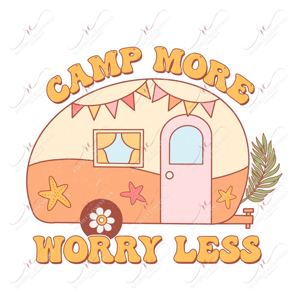 Camp More Worry Less- Clear Cast Decal