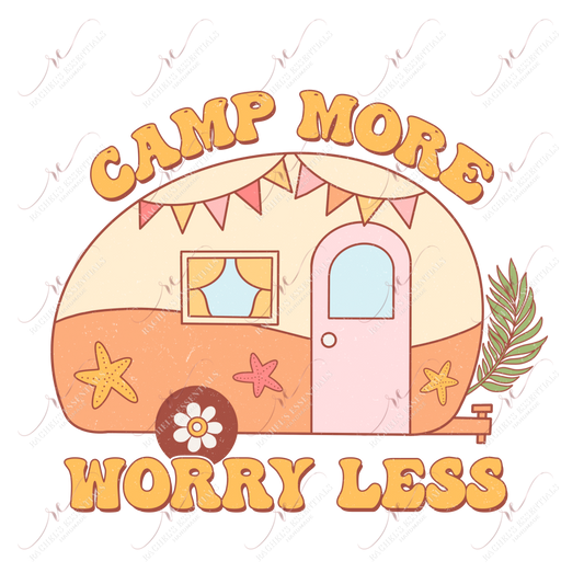 Camp More Worry Less- Clear Cast Decal