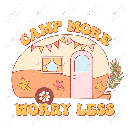 Camp More Worry Less- Clear Cast Decal