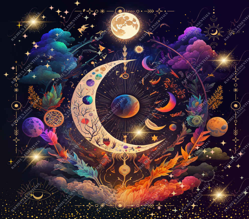Boho Celestial Moon- Ready To Press Sublimation Transfer Print Sublimation
