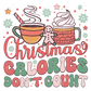 2 red, yellow & green hot chocolate mugs filledwith peppermint sticks and whipped cream. A pink and green gingerbread man is between the mugs. Stars, dots & snowflakes are scattered throughout.