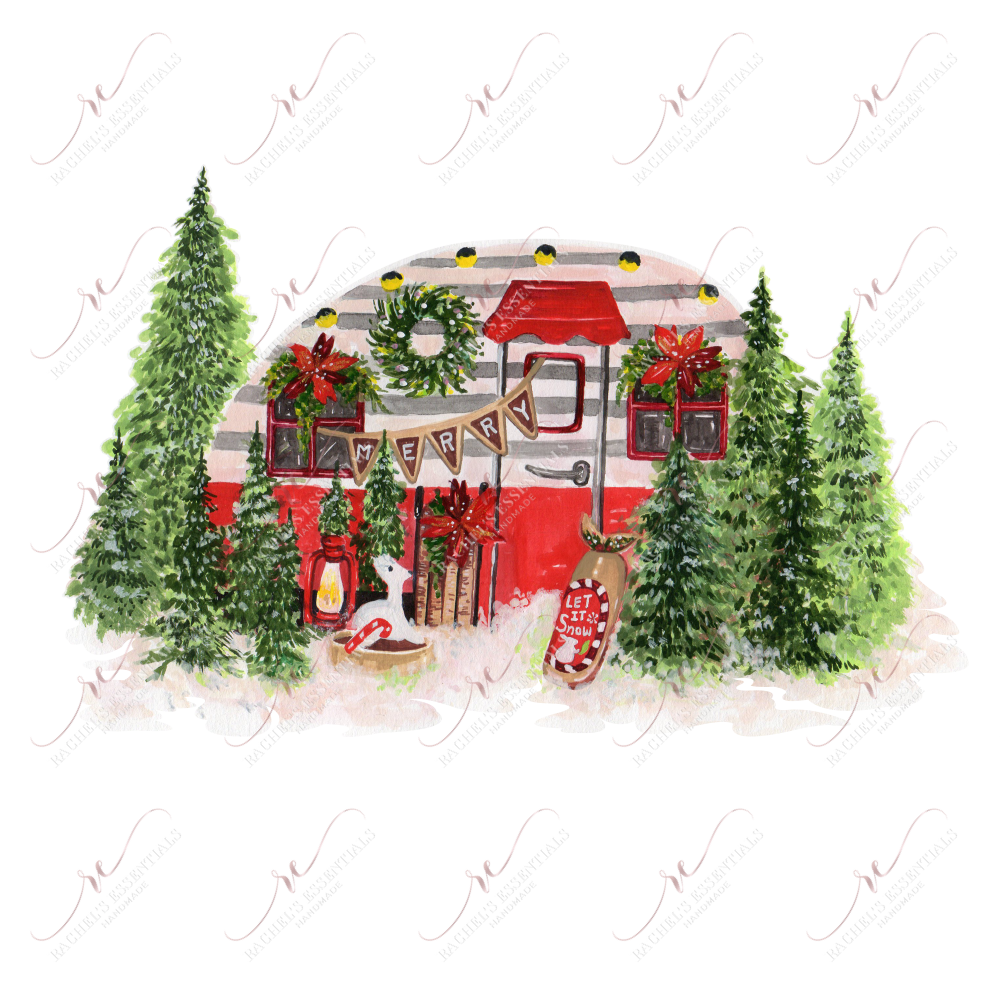 Christmas Camper Scene - Ready To Press Sublimation Transfer Print Sublimation