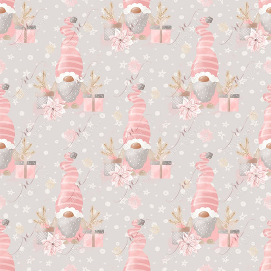 Christmas Gnome Pink Gray - Ready To Press Sublimation Transfer Print Sublimation