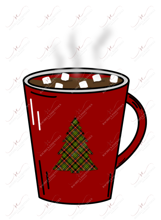 Christmas Tree Hot Cocoa Coffee Cup - Ready To Press Sublimation Transfer Print Sublimation