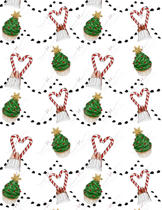 Cupcakes And Candy Canes - Ready To Press Sublimation Transfer Print Sublimation