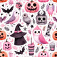 Cute Pink Halloween 8 - Ready To Press Sublimation Transfer Print Seamless Sublimation