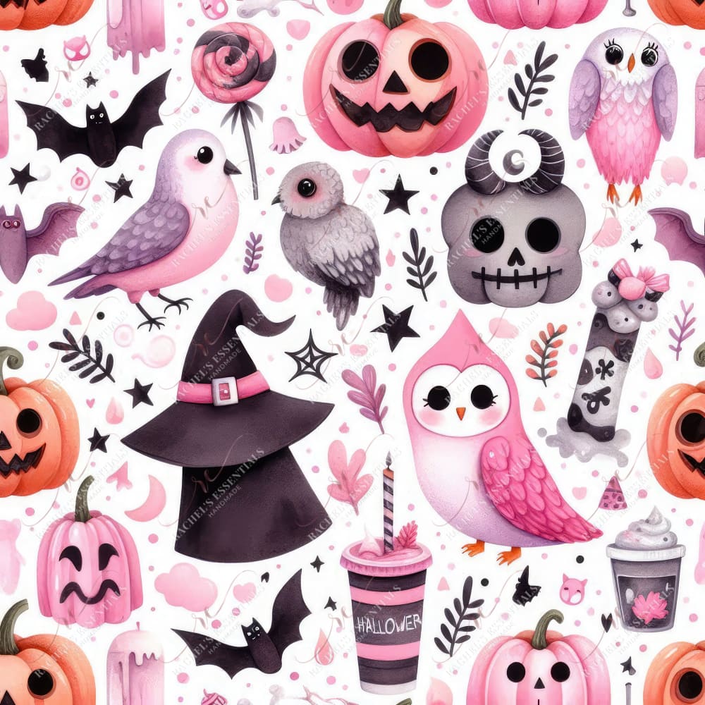 Cute Pink Halloween 8 - Ready To Press Sublimation Transfer Print Seamless Sublimation