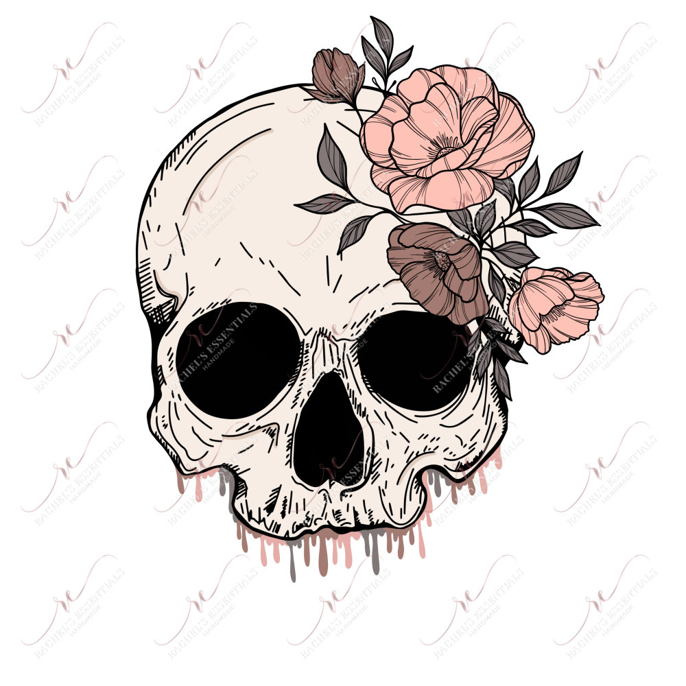 Dripping Skull Flower - Ready To Press Sublimation Transfer Print Sublimation