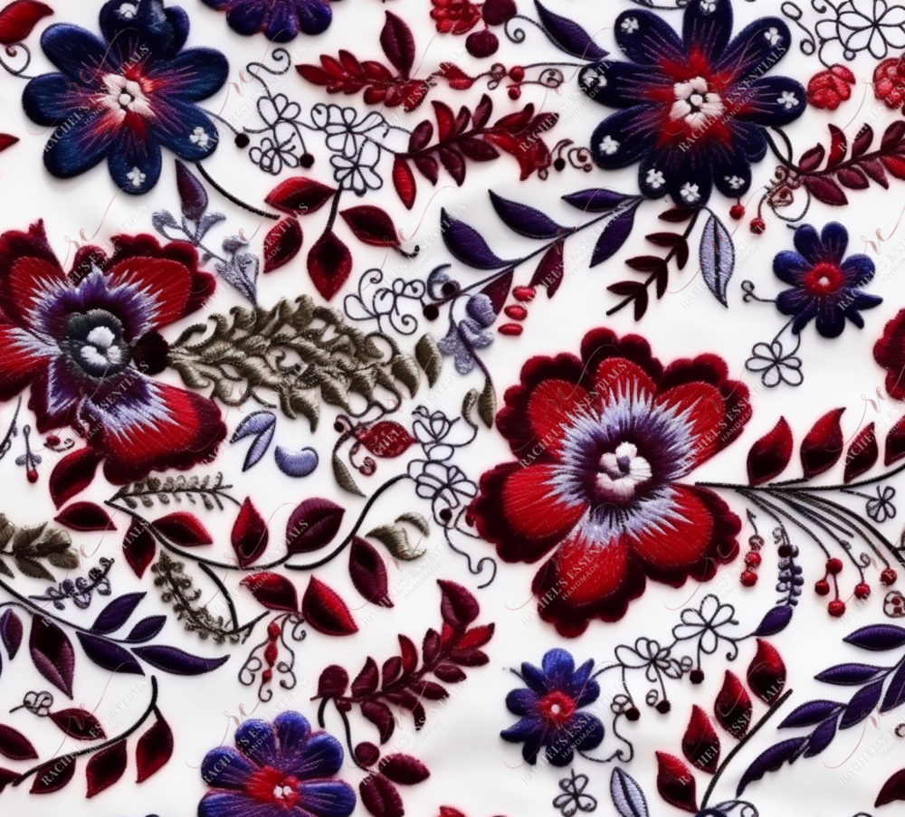 Embroidered Flowers- Ready To Press Sublimation Transfer Print Seamless Sublimation