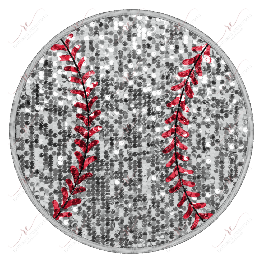 Faux Sequin Baseball - Ready To Press Sublimation Transfer Print Sublimation