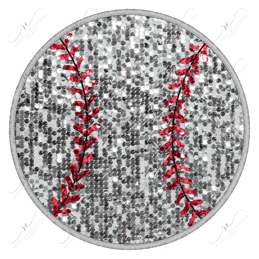 Faux Sequin Baseball - Ready To Press Sublimation Transfer Print Sublimation