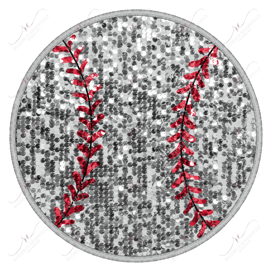 Faux Sequin Baseball - Ready To Press Sublimation Transfer Print Sublimation