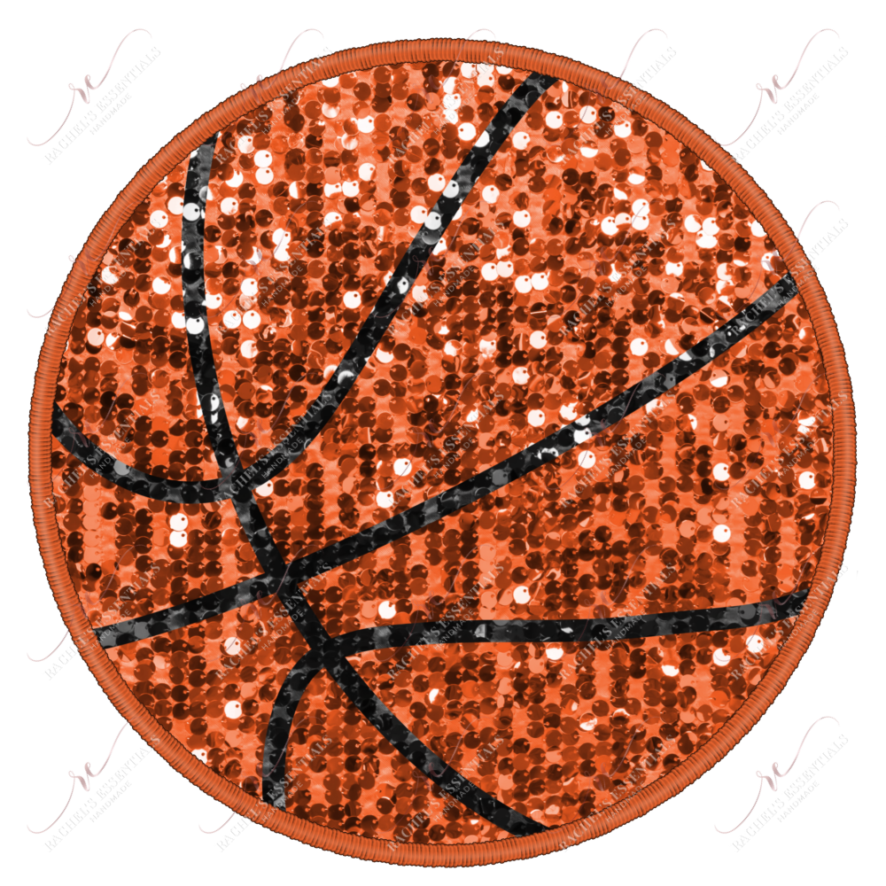 Faux Sequin Basketball - Ready To Press Sublimation Transfer Print Sublimation