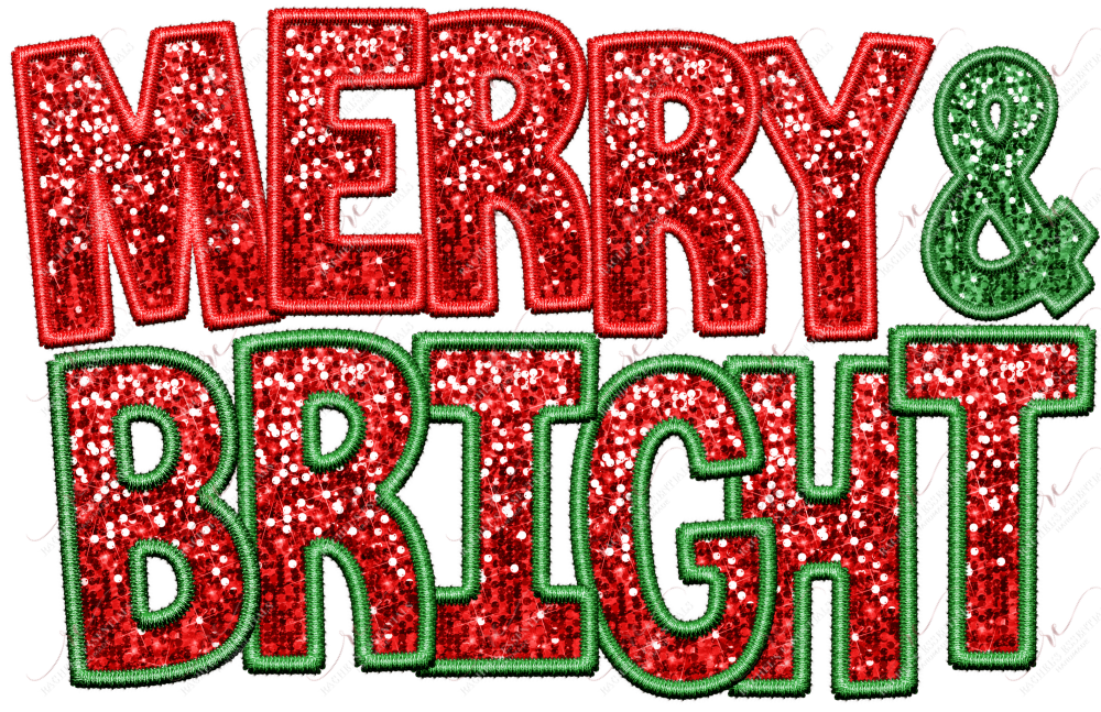 Faux Sequin Merry & Bright- Htv Transfer 10/23