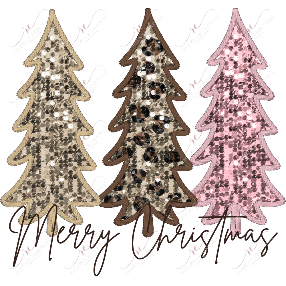 Faux Sequin Merry Christmas - Ready To Press Sublimation Transfer Print Sublimation