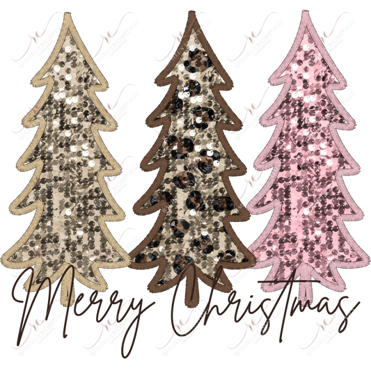 Faux Sequin Merry Christmas - Ready To Press Sublimation Transfer Print Sublimation